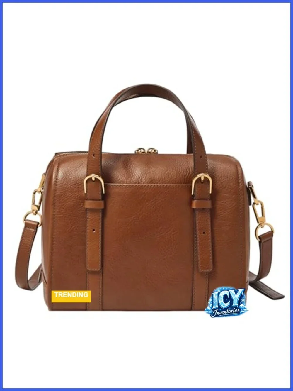 Vintage Carriage Leather Satchel Crossbody Purse Handbag